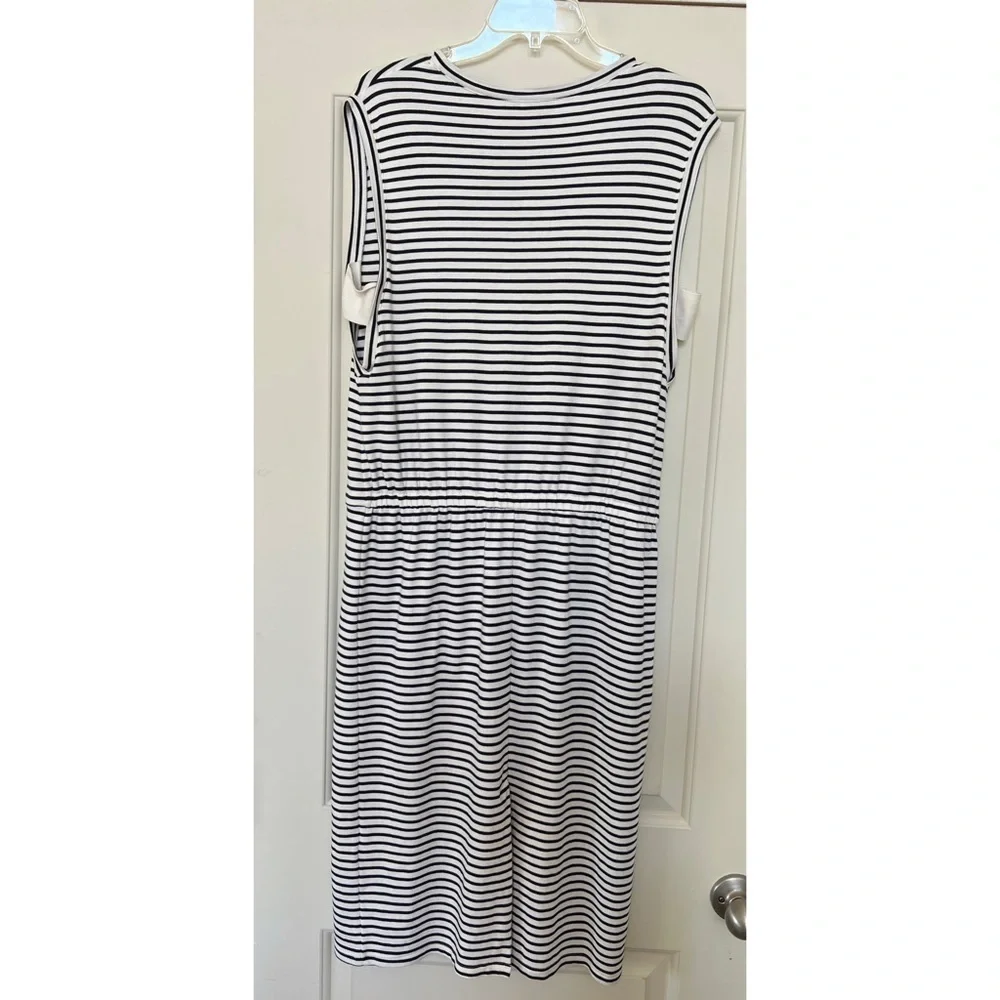 Theory Caneil Classic Pima Cotton Striped Dress - M - Picture 2 of 6